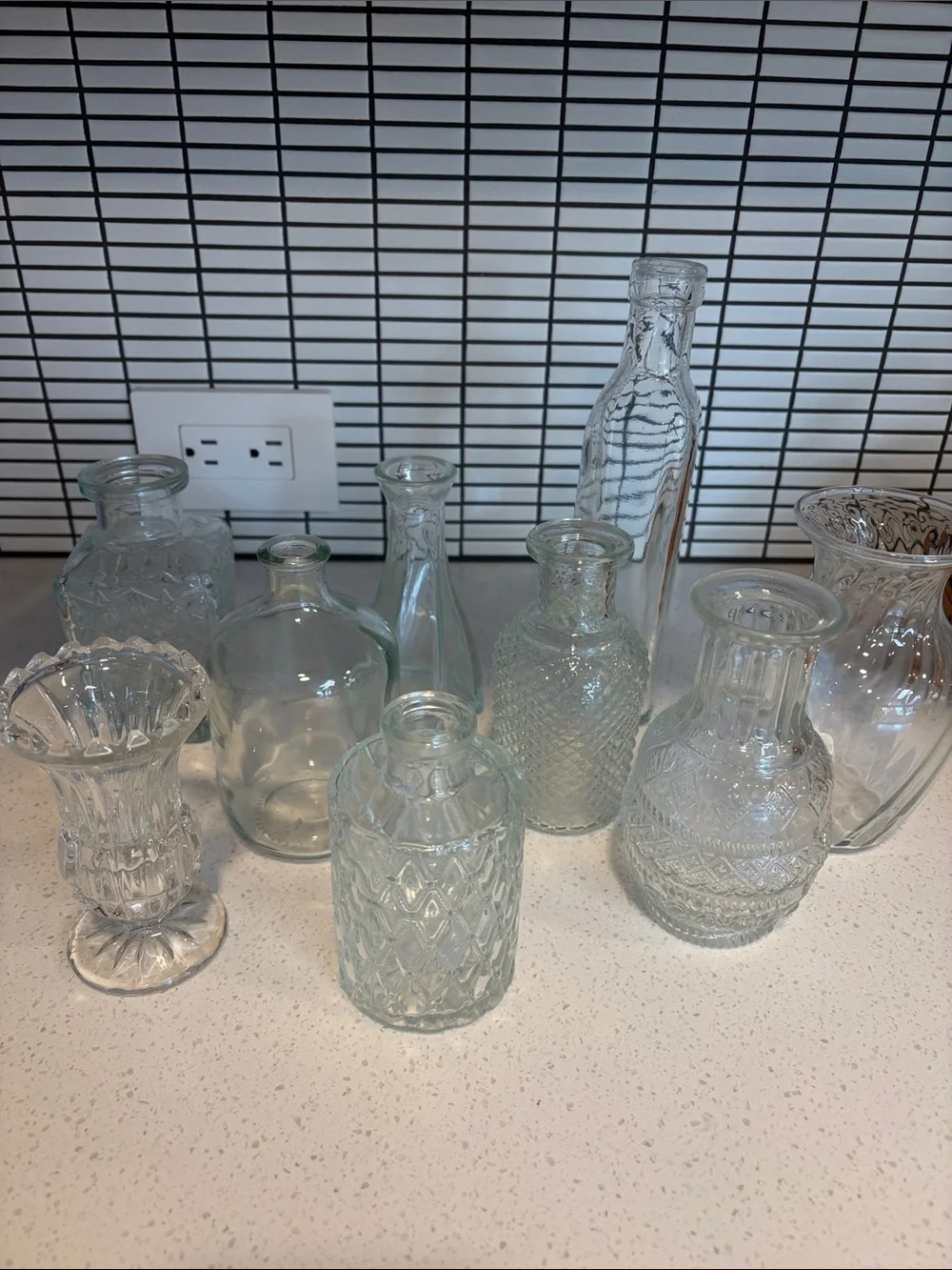 9 Clear Glass Decorative small  Vases Set - Versatile Home Accents